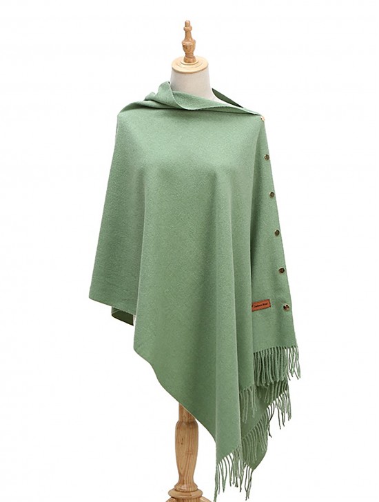 Cashmere Feeling Shawl w/ Openable Button Details